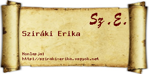 Sziráki Erika névjegykártya